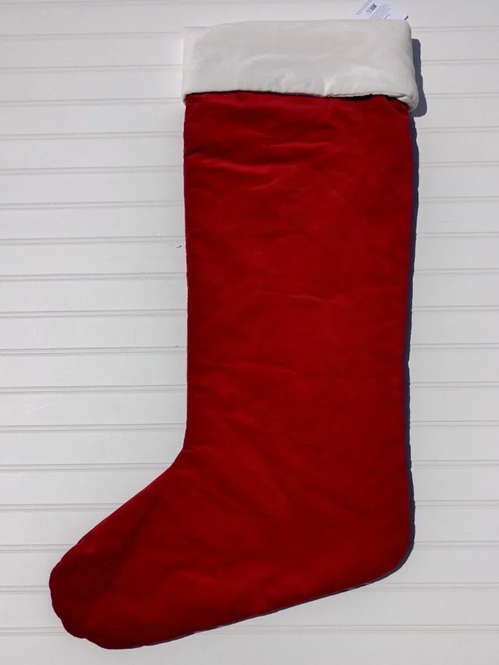 NWT Large Pottery Barn Christmas Stocking MARIA Monogram Red & White Velvet 34